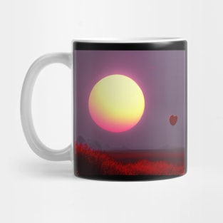 Valentine Wall Art - Dangerous date on the shore - Unique Valentine Fantasy Planet Landsape - Photo print, canvas, artboard print, Canvas Print and T shirt Mug